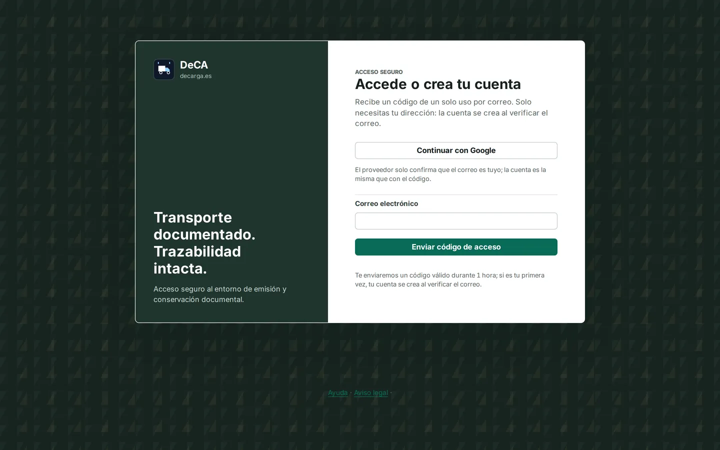 Acceso seguro a la plataforma con código de un solo uso